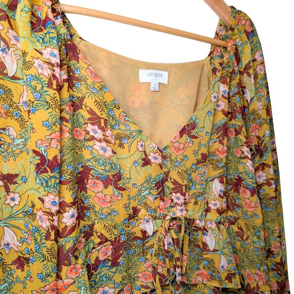Umgee Blouse Women's Tunic Size Small Bell Sleeve Floral Top Long Sleeve Shirt - Picture 7 of 8